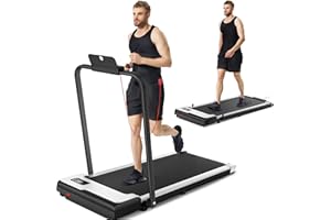 UMAY 2-in-1 Walking Pad Treadmills for Home Foldable with 1-10km/h Adjustable Speed, Folding Under Desk Treadmill with Remote, Walking Running Machines for Home with LED Display