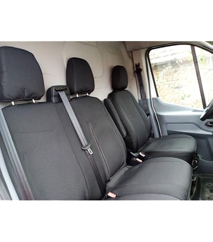 Texmar, set di coprisedili in similpelle ECO 2+1 (1 singolo, 1 doppio) NERO per VOLKSWAGEN Transporter T5 T6 dopo il 2004, guida a sinistra o destra