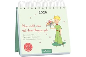 Postkartenkalender Man sieht nur mit dem Herzen gut 2026: Die schönsten Gedanken und Zitate von Antoine de Saint-Exupéry | Wochenkalender 2026, 53 Postkarten für kleine Prinz Fans