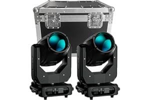 WZYBUTA 2PCS Moving Head mit Flightcase 280W 10R Lampe Beam Bühnenlicht DMX512 17 Gobos 15 Farben Strahler für Bar Disco Club Hochzeiten Konzerte Tanzfläche Lichteffekte Bühnentechnik
