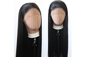 Towarm Black Wig Long Straight Jet Black Synthetic Lace Front Wigs Pre Plucked Natural Hairline with Baby Hair for Black Women Heat Resistant Fiber Hair Cosplay Daily Wear Wig (Black)