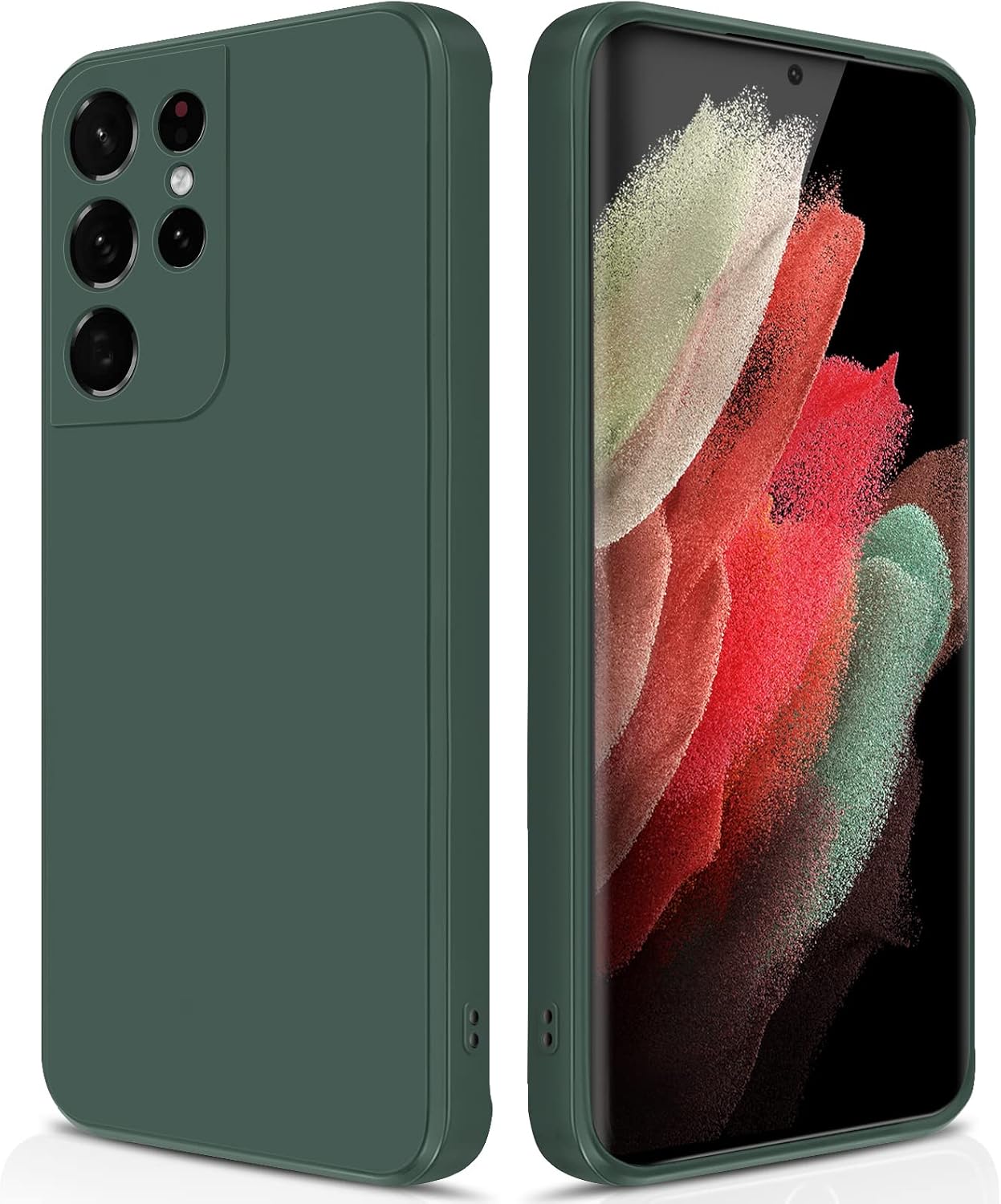 GiiYoon Case Compatible with Samsung Galaxy S21 Ultra 5G, Silky-Soft Touch Full-Body Protective Phone Silicone Case, Shockproof Cover with Microfiber Lining, green