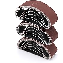 Lot De 18 Bandes Abrasives Pour Ponceuse à Bande 3 X 61 Cm, 3 Bandes Abrasives De Chaque Grain 40 80 120 150 240 400 (7,6 X 61 Cm