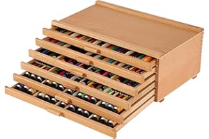 VISWIN Scatola di Immagazzinaggio per Artisti a 6 Cassetti con Divisori Rimovibili, Scatola di Immagazzinamento per l'arte in Legno di Faggio Premium, Organizzatore per Materiale Artistico