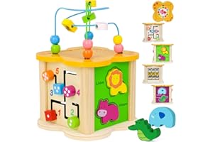 jerryvon Cubo Actividades Bebe Juguetes Niños 1 Año, 6 En 1 Juguetes Madera Montessori 1 2 Años con Laberintos Juguetes Bebe Juegos Educativos para Regalo Pascua Bebe Niño Niña 1 2 Años
