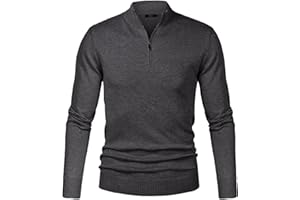 iClosam Pull Zippé Homme Pull Homme Hiver Chaud Col Roulé Pullover à Manches Longues Tricoté en Maille Coton Classique