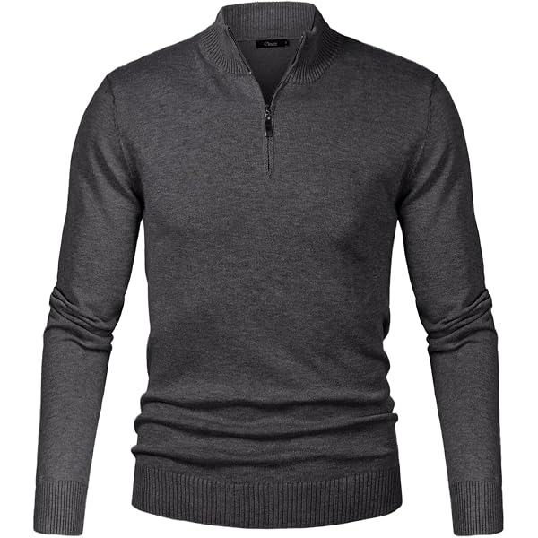 Sykooria Men's Jumper Turtle Neck 1/4 Zip Sweater Long Sleeve Warm