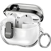 Rongep Samsung Galaxy Buds 3-Pro-3 FE i&ccedil;in Black-Line Şeffaf Kulaklık Kılıfı G&uuml;venlik Kilit Tasarımlı Karabinalı Sararmaya Ka