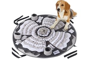 IEUUMLER Tappetino Sniffing Olfattivo Cane, lavabile Dog Sniffing Mat Snuffle Mat per Dogs, Tappeto Cani Giochi Interattivi Riduzione dello Stress noia salute FC017 (Grigio e bianco)