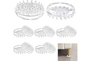 ADERTOS 12 Pack Spiked Caster Cups Clear Furniture Castor Cups Round Carpet Protectors Cups Non Slip Carpet Savers Floor Carpet Protectors for Sofas Tables Chairs Furniture Legs - 50mm Diameter