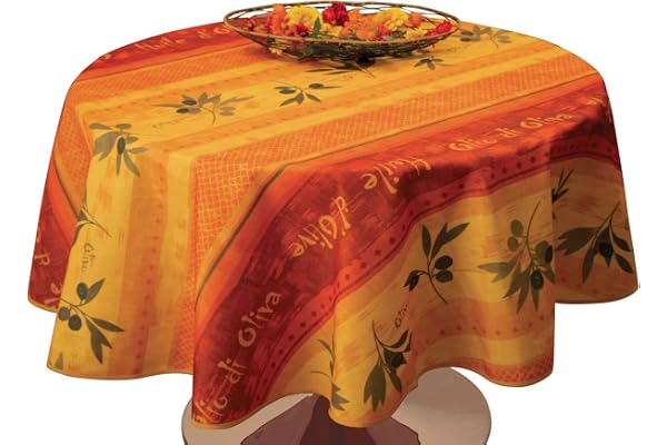 Le Linge de Jules Nappe Anti-Taches Olivo Rouge - Ovale 150 x 240 cm