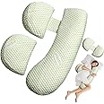 TAME Pregnancy Pillow for Pregnant Women, Soft Pregnancy Body Pillow and Maternity Support - Support for Back, Hips, Legs, Belly, Maternity Pillow with Detachable and Adjustable Pillow Cover (Green)