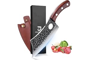 DRAGON RIOT Couperet Boucher Pour la Viande, Couteau de Chef Forgé à la Main, Couteau Viking Japonais Avec étui, Couperet de Cuisine Pour la Cuisine en Plein Air