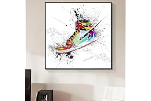 N/Ａ Toile de Peinture Graffiti Sports Board Chaussures Baskets Street Art Impression sur Toile Peinture Mode Moderne Mur Photo Salon décoration de la Maison affiche-60x60cm
