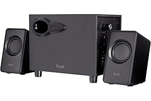 ‎TRUST Trust Avora 2.1 PC Lautsprecher mit Subwoofer, 18 W (9 W RMS), Computer Boxen, Kompaktes Format, USB-Betrieb, 3,5 mm AUX Klinke, Lautsprecherset für PC/Laptop - Schwarz
