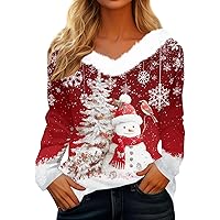 Pull De Noël Femme - Sweat-shirt Manches Longues Imprimé Motifs Noël (sapins, Père Noël, Flocons), Doux Et Confortable