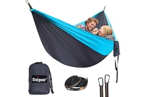 ‎UNIGEAR Unigear Hängematte 2 Personen Ultraleicht, 320X200cm Hammock Reisehängematte Camping Outdoor Garten Hängematten aus Fallschirmseide 300kg Tragelast, mit 1 Paar Aufhängeset+2 Alu Karabiner