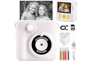 CHRERNA Kinderkamera Sofortbildkamera,1080P 2.4 Zoll Bildschirm Digitalkamera Kinder mit 32GB TF Karte,Druckpapier, Farbige Stifte,Geschenk für 3-12 Jahre Jungen und mädchen