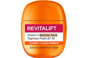 L'Oréal Paris Vitamin C Fluid, tonad & med SPF 30, daglig fuktkräm för strålande hy, mot rynkor och UVA- och UVB-strålar, lätt lysande fluid, revitalift, 1 x 40 ml