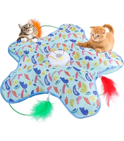 AYESY Interactief balspeelgoed voor katten, interactief jachtspeelgoed, 2 -in-1, interactief automatisch anti-verveling voor binnen, voor katten, ronde kattenmat, USB-oplaadbaar AYESY Interactief balspeelgoed voor katten, interactief jachtspeelgoed, 2 -in-1, interactief automatisch anti-verveling voor binnen, voor katten, ronde kattenmat, USB-oplaadbaar