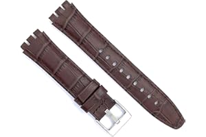 DILOY Correa de Reloj de piel compatible con Swatch Irony y Scuba. Cuero grabado cocodrilo alligator 21-23mm Ref 328