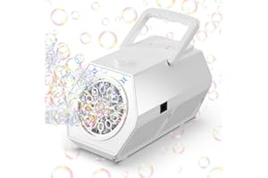 BOMBBLE Machine à Bulles Portable Professionnelle,Plus de 10 000+ Bulles par Minute, 2 Vitesses+240ML de Liquide à Bulles, Machine à Bulles Automatique Jouets adaptée aux Enfants/Anniversaire/Mariage/Cadeaux