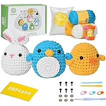 Kit Uncinetto Per Principianti HLILIPEN – 6 Simpatici Animali Con Accessori – Set Completo Per Amigurumi