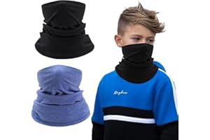 EUPSIIU 2 Pezzi Sciarpa Bambini Scaldacollo, Multifunzione Bandana Tubolare Maschera, Scaldacollo Termico Invernale, per Ciclismo Sport All'Aria Aperta Taglia Ragazze e Ragazzi (Nero, Blu)