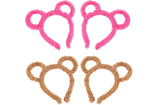 arrderly 4 delar björnöron pannband, söta tecknade öron pannband, för kvinnor, lämpliga för maskerad, fest, daglig klädsel, fotografering, cosplay