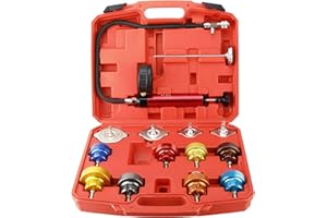 FreeTec 14pcs Testeur Systeme de Refroidissement, Kit Testeur Pression Radiateur, Universels Testeur Fuite Liquide Refroidissement, Appareil Test Radiateur avec Pompe et Adaptateur