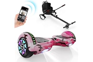 ‎ISINWHEEL Hoverboard mit Sitz, Hoverboard mit sitz komplett Set, 6.5 Zoll bunte Kristallräder, Hoverboard für Kinder mit Haltegriff, Go-Kart verstellbare Länge, Self Balance Scooter Geschenk für Kinder