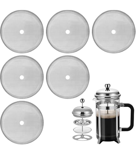 Kit Filtro Sostituzione Per Caffettiera Francese – 2 Filtri A Rete + Piastra Spirale + Croce, In Acciaio Inox, Per 350, 600 E 1000 Ml