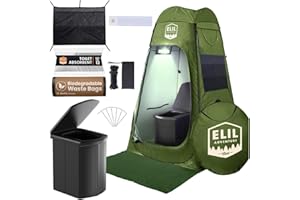 ELIL Camping Shower Tent with LED Sensor Light 6.23 ft Camp Shower Large Tent Easy Pop Up Privacy Tent Beach Changing Tent Pop Up Shower Tent Outdoor Shower Enclosure