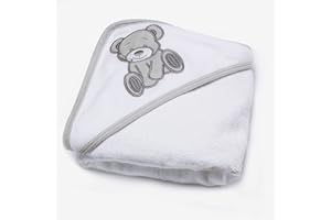 KINOUSSES TROIS KILOS SEPT - Capa de baño para bebés + manopla de baño a juego - Terciopelo suave - Toalla - Regalo para bebés - Mixto (niño y niña) - Oso de peluche