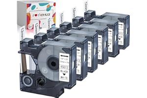 ‎HEHUA Hehua 6 x 45013 S0720530 Compatible with Dymo D1 12 mm Black on White for D1 Label Tape 12 mm x 7 m, Replacement for Dymo 45013 for LabelManager 160 280 210D 420p PNP Labelpoint 150 LabelWriter 450