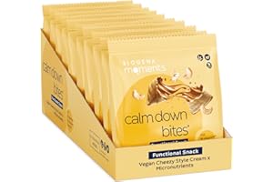 ‎BIOGENA MOMENTS FUNCTIONAL TASTE FOR FANCY MOMENTS Biogena Moments Calm Down Bites - Vegane Snacks mit Käsecreme, reich an Ballaststoffen, B-Vitaminen für Nerven & geistige Leistungsfähigkeit | 144 kcal | 10er-Pack