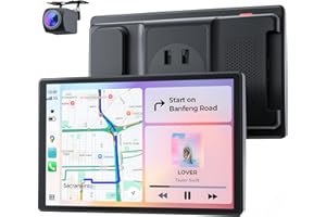 KRUNIA 8'' Tragbares Carplay Display für Apple CarPlay & Android Auto, 1440x900 HD Display, Magnetische Halterung, OTA-Updates, Rückfahrkamera, Bluetooth, Sprachsteuerung, GPS-Navigation