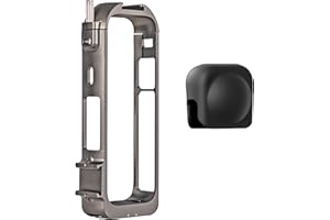 PRODROCAM Cage d'appareil photo en aluminium pour Insta360 X4, double support froid, cadre de boîtier pour fermer flash, trépied, barre d'extension et autres accessoires (cage avec couvercle d'objectif en
