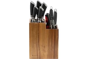 Navaris Porta Cuchillos Cocina y Utensilios Cocina - Soporte Cuchillos Cocina de Madera Acacia - Organizador Cuchillos y Almacenaje Cocina - Tacoma Cuchillos 24 x 18,5 x 10,5 cm