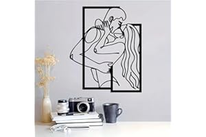 DUOOLN Minimalist Metal Line Wall Decor,Abstract Male and Woman Body Art Sign,Couple Kissing Wall Art Sculpture,for Bedroom Bathroom Living Room Home Wall Hanging,Halloween Valentine's Day Gift