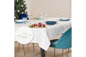 Flowen Tovaglia Antimacchia Rettangolare Impermeabile Bianca 100x140 Made in Italy Tovaglie Copri Tavolo da Interno Elegante per Occasioni Natale da Tavola Giardino Esterno Poliestere Idrorepellente