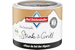 ‎BAD REICHENHALLER ALPENSALINE Bad Reichenhaller Alpensaline Edles Alpensalz Steak & Grill 90g | Premium Salz Gewürzmischung mit Bio-Gewürzen und Bio-Kräutern aus kontrolliert biologischer Anbau | Dose mit Deckel