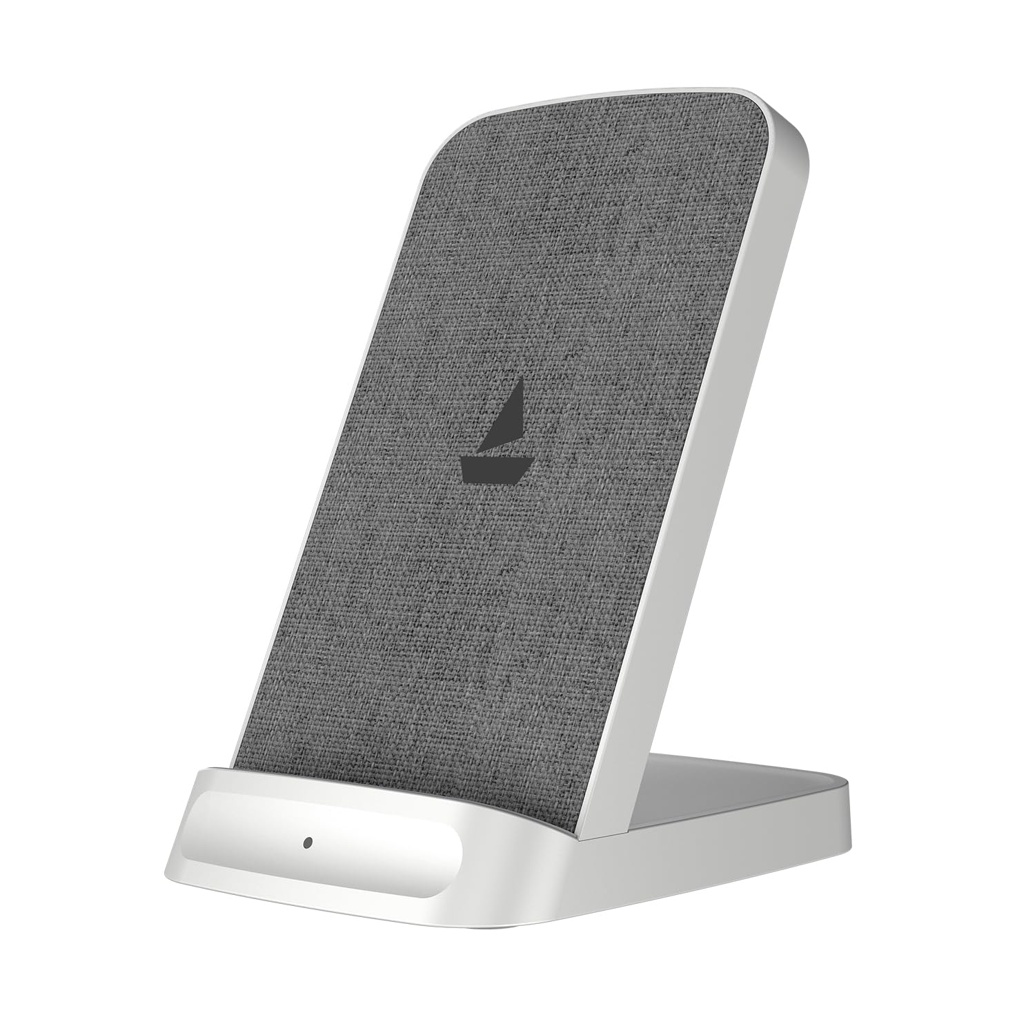 boAt Powerpod 200 Wireless Charger w/ 15W Wireless Charging, Premium Fiber Cloth Build, Dual Coils, Anti-Slip Grip, 6mm Transmission Range, Smart IC Protection, LED Indicator(White)