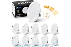 Eande Spot LED Encastrable Dimmable, 3000K Blanc Chaud 220V 9W 900LM équivaut à 75W, IP44 26mm Spot Encastré Extra Plat Pour Salle de Bain Salon Chambre, lot de 10