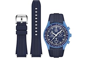 REBANDACE Uhrenarmband für Moonswatch, keine Lücken, Silikonband für Omega X, Swatch, Speedmaster, Moonswatch, 20 mm, weiches, gebogenes Ersatzarmband für Swatch Omega, Herren und Damen