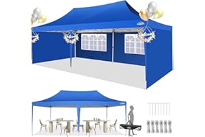 COBIZI Pop Up Gazebo, 3x6m Gazebo with 4 Removable Sidewalls, 3 Adjustable Height Waterproof, UV-Resistant with Carry Bag, 4 Stakes, 4 Ropes for Weddings, Parties, Picnics and Commercial(Blue)