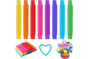 XIMISHOP 24 Pack Colorful Tube Toys，Fun Bendable Sensory Stretch Tubes Pull Pipes Toy for Children Sensory Toy Party Favors Adults Release Stress Fidget