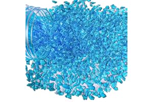 G&S HOMEDEKO 425g Crushed Glass Broken Glass Chips 3-8mm for Resin Arts,DIY Crafts,Vase Filler, Candle Holder Stones, Terrarium Succulent Decor, Epoxy Craft Material,Sea Blue