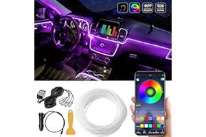 LIGHEID Car LED Interior Strip Light, 16 Million Colors 5 in 1 with 236 inches Fiber Optic, Multicolor RGB Sound Active Automobile Atmosphere Ambient Lighting Kit - Wireless Bluetooth APP Control