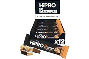HiPRO Barre Protéinée – Banane & Beurre de Cacahuète – 45g – Riche en Protéines, Magnésium & Vitamine B9 - Pack de 12
